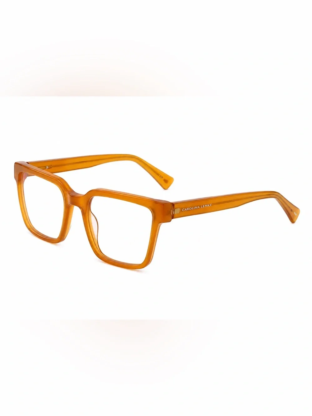 NEW Carolina Lemke Unisex Morco Brown Mustard Square Eyeglasses Opticals Retro
